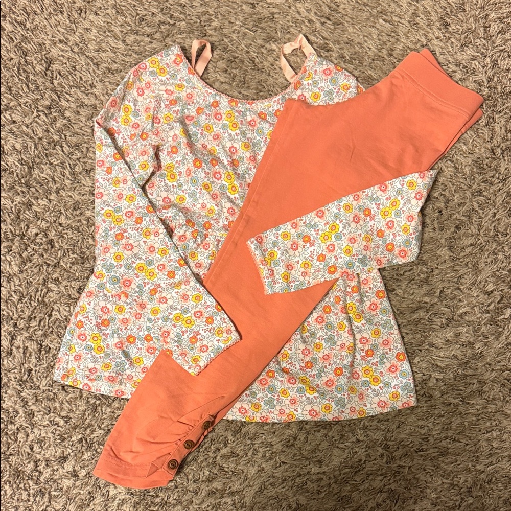 Floral Kids Knit Set - Coral and White